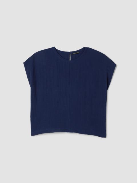 EILEEN FISHER Organic Cotton Lofty Gauze Round Neck Box-Top