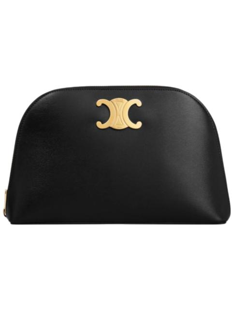 CELINE Celine Triomphe Shiny Calfskin Pouch Black
