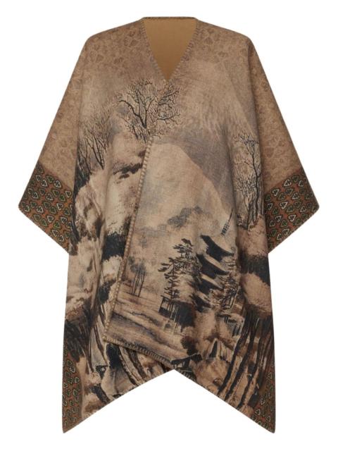 Pierre-Louis Mascia landscape-print poncho coat