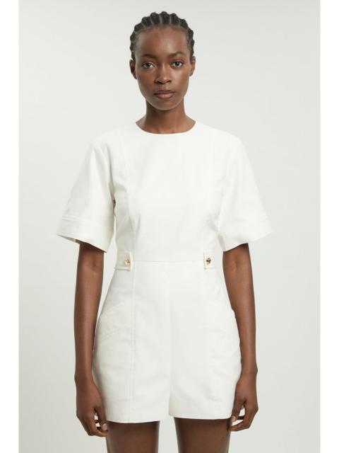 KAREN MILLEN Petite Tailored Linen Gold Button Detail Playsuit