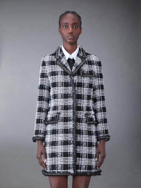 Thom Browne Prince of Wales Chenille Tweed Tuft and Pearl Chesterfield Dress