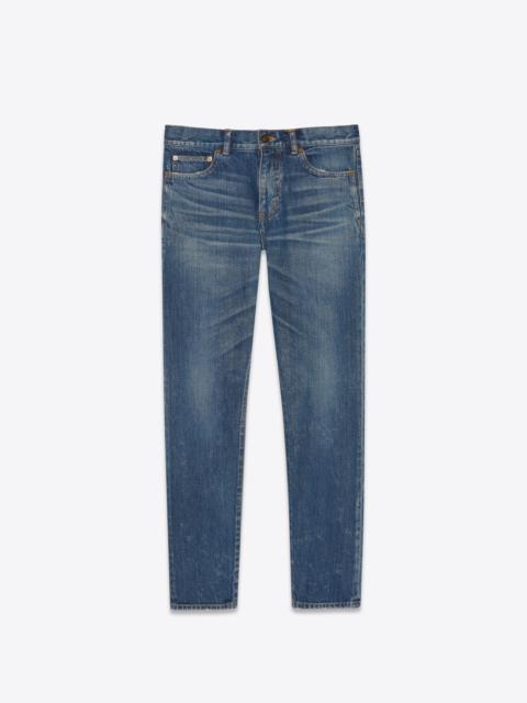 SAINT LAURENT low-waist boyfriend jeans in blue spirit denim