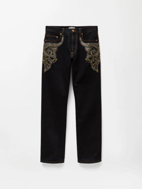VERSACE Embroidered Straight Jeans