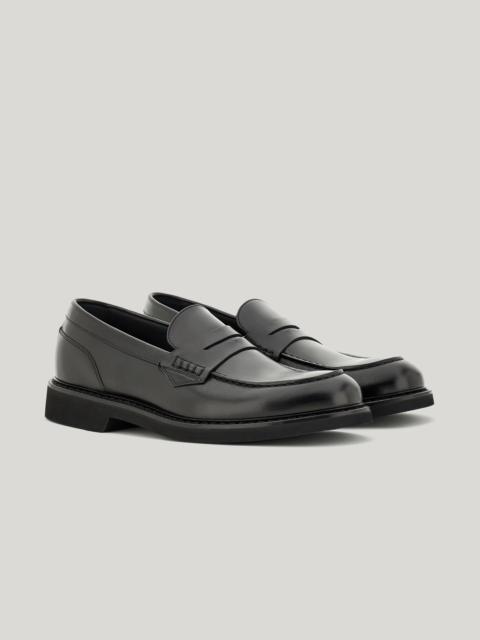 Canali BLACK COLLEGE MOCCASIN LOAFERS IN CALFSKIN WITH COVERING