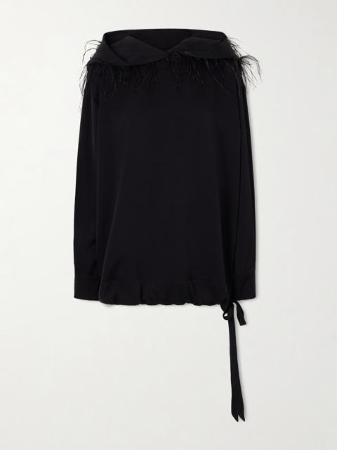 SHARON WAUCHOB Aly Feather-trimmed Silk-blend Hoodie