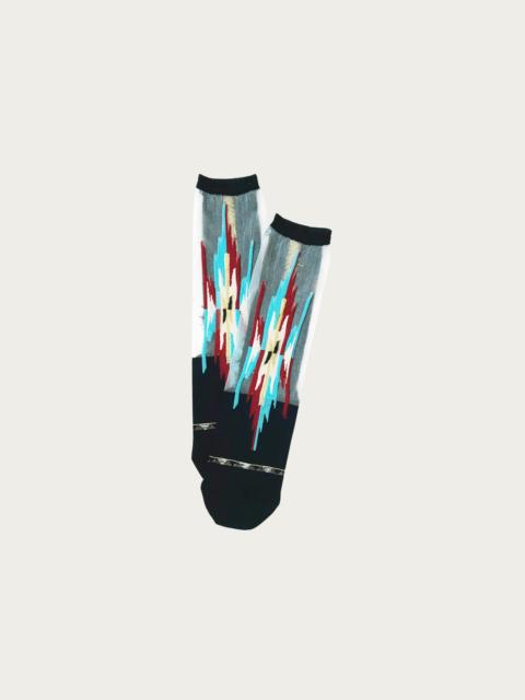 Kapital 200 Yarns ORTEGA See-Through Socks - Black/Burgundy
