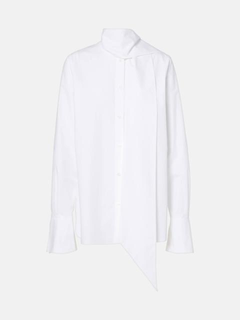 Tie-neck cotton poplin blouse