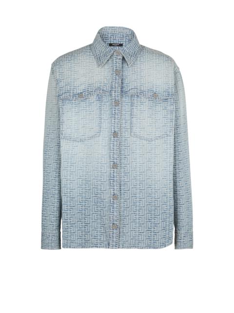 Balmain Monogrammed jacquard denim shirt