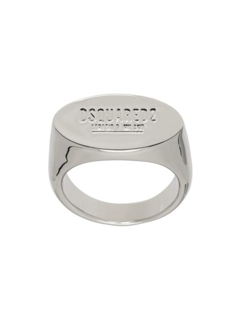 DSQUARED2 Silver D2 Tag Chain Ring