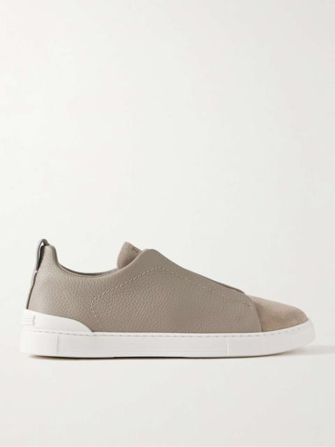 ZEGNA Triple Stitch Full-Grain Leather and Suede Sneakers