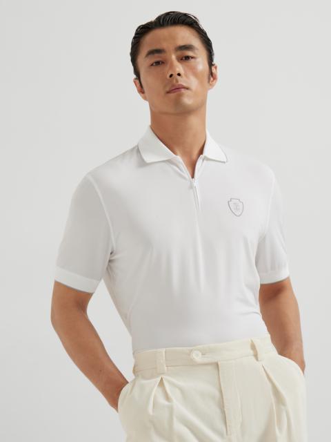 Brunello Cucinelli Techno piqué polo shirt with half zip
