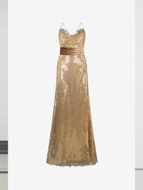 Roberto Cavalli Extra-long gold sequin gown