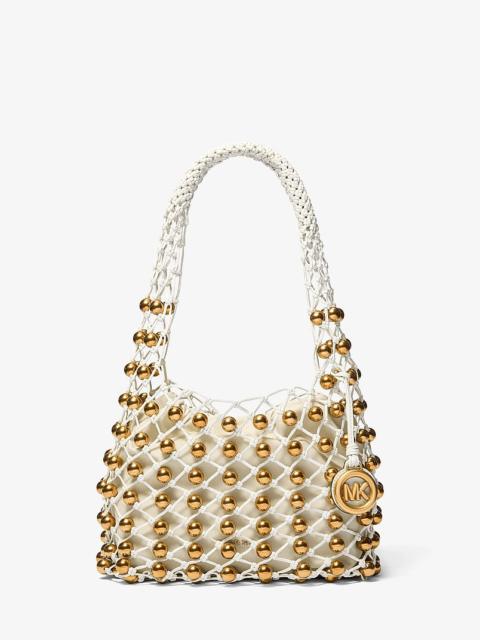 MICHAEL KORS Limited-Edition Gwen Small Studded Hand-Woven Leather Hobo Shoulder Bag