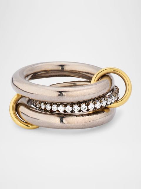 Spinelli Kilcollin 18K Gold and Black Rhodium Libra BG Ring with Diamond Band