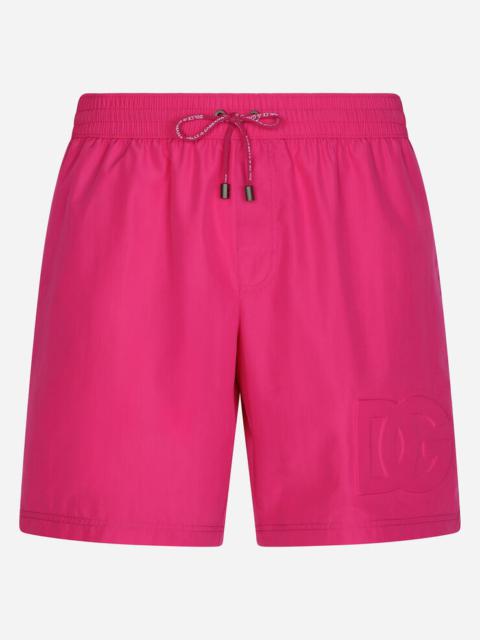 Dolce & Gabbana Mid-length swim trunks with embossed DG logo