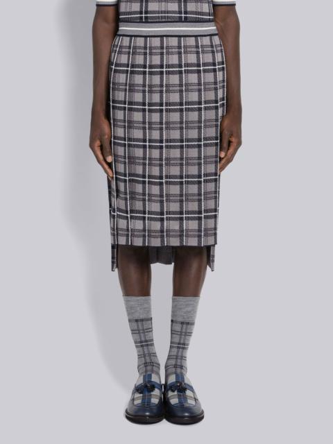Thom Browne Tartan Cotton Silk Jacquard Pleated Skirt