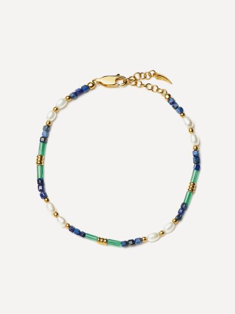 MISSOMA 18ct Gold-Plated Lagoon Blue Beaded Gemstone and Pearl Bracelet
