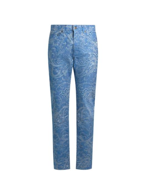 Etro jacquard paisley denim jeans