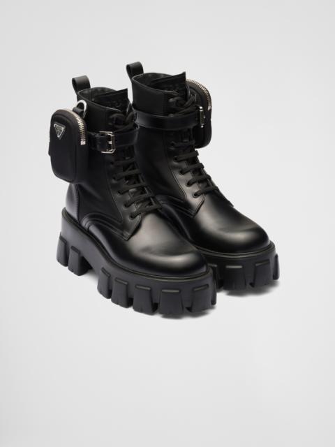 Prada Monolith leather and Re-Nylon boots with pouch