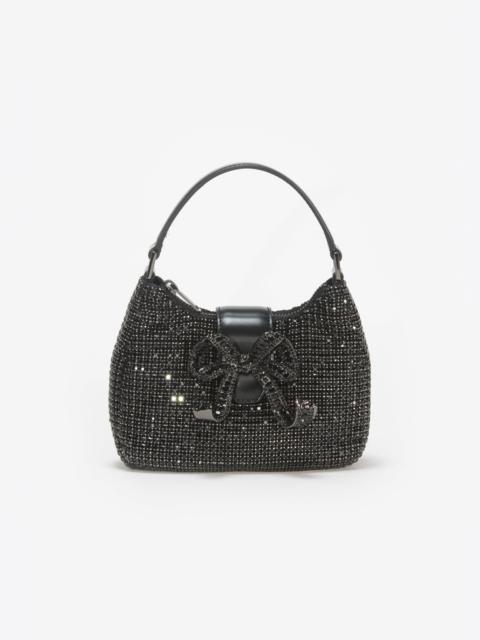 self-portrait Black Diamante Crescent Bow Bag