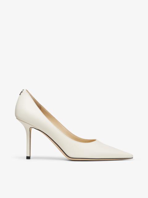 JIMMY CHOO Love 85 Latte Calf Leather Pointed-Toe Pumps with JC Emblem