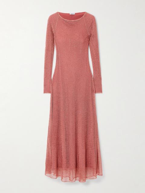 Alaïa Metallic Open-knit Midi Dress