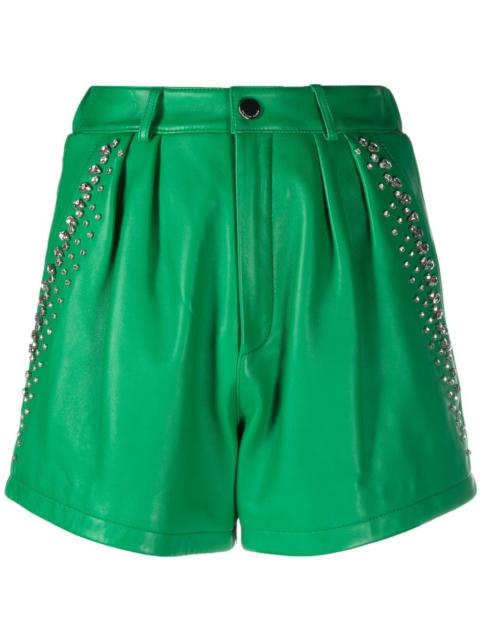 PHILIPP PLEIN rhinestone-embellished leather shorts