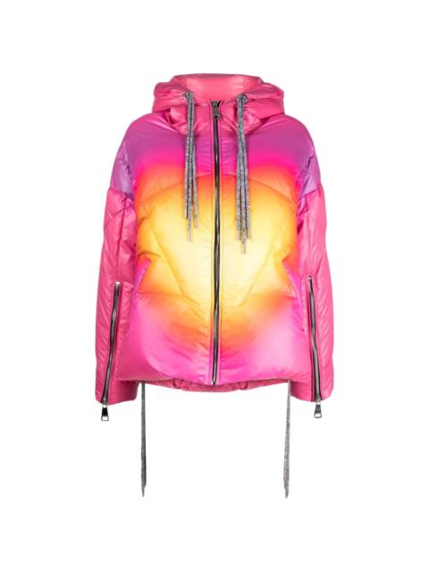 Iconic gradient hooded puffer jacket