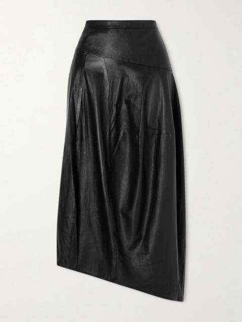 Tibi Asymmetric Leather Midi Skirt