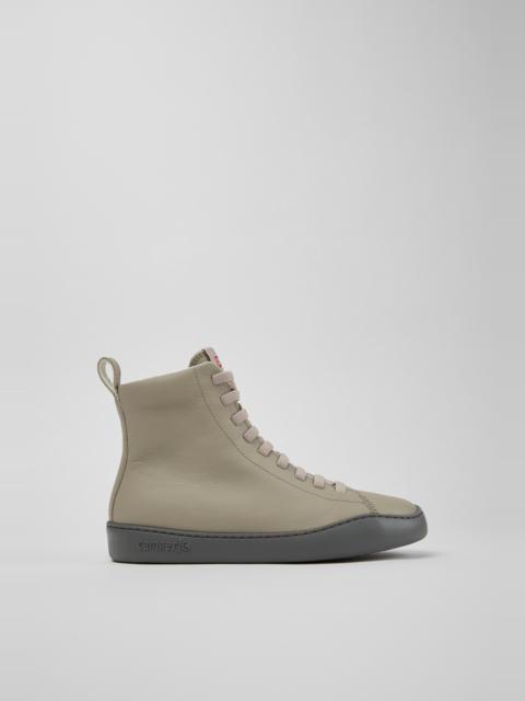 CAMPER Peu Touring Beige Leather Ankle Boots for Women.