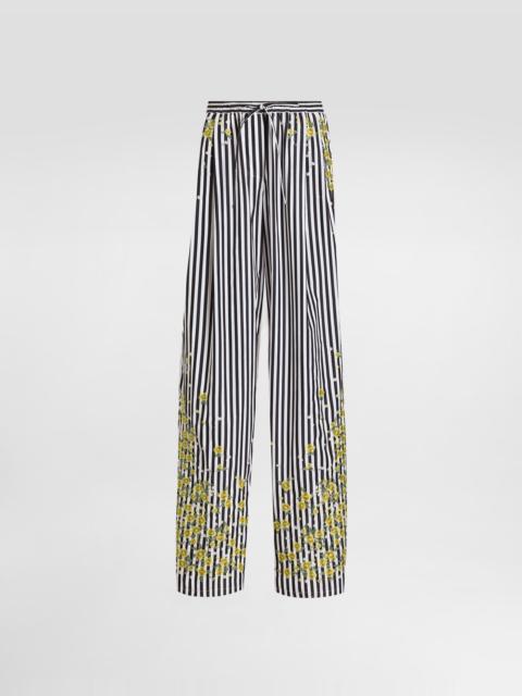 Dolce & Gabbana Poplin trousers with flower embroidery