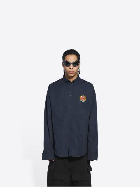 BALENCIAGA Men's College Large Fit Shirt in Blue