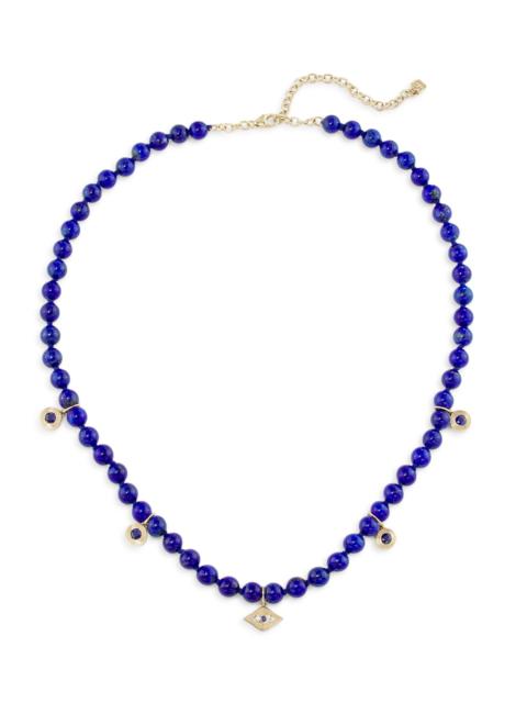 SYDNEY EVAN Women's 14K Yellow Gold, Lapis Lazuli & Blue Sapphire Evil Eye Charm Necklace - Sapphire