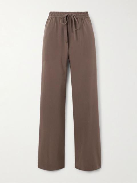 MATTEAU Silk crepe de chine track pants Brown