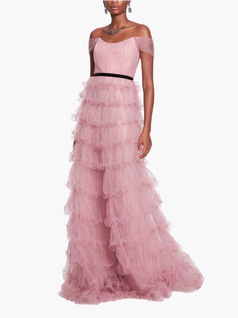 Marchesa MULTI-TIERED TULLE GOWN
