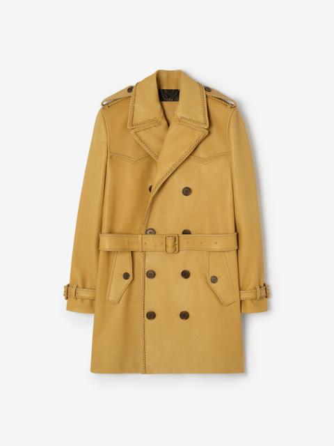 Burberry Mid-length Leather Leverton Trench Coat
