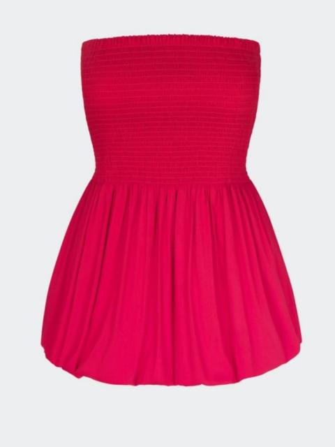 SIMONMILLER Via Smocked Mini Dress in Lucky Red