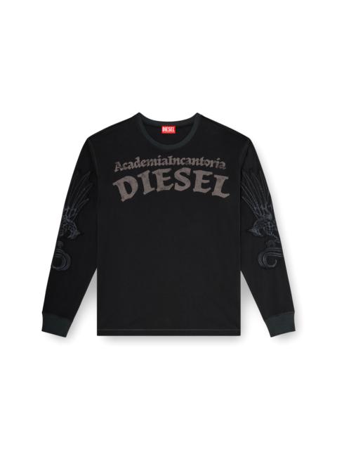 Diesel LONG-SLEEVE T-SHIRT WITH PRINTS AND PATCHES