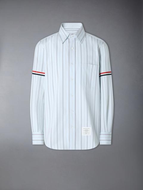 Thom Browne HAIRLINE STRIPE GROSGRAIN POPLIN ARMBAND SHIRT