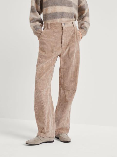 Comfort cotton corduroy soft curved trousers