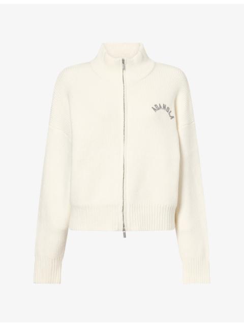 ADANOLA Sport Zip-Up Funnel-Neck Knit Sweatshirt