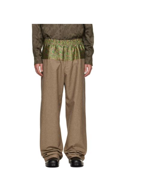 Dries Van Noten Beige Contrast Waist Trousers
