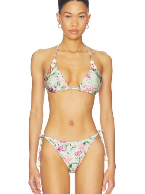 PatBO Honey Flower Lace Triangle Bikini Top