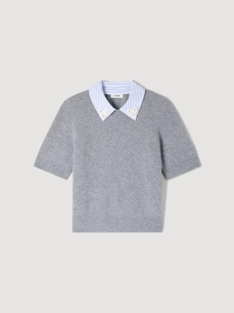 Sandro DETACHABLE COLLAR WOOL SWEATER