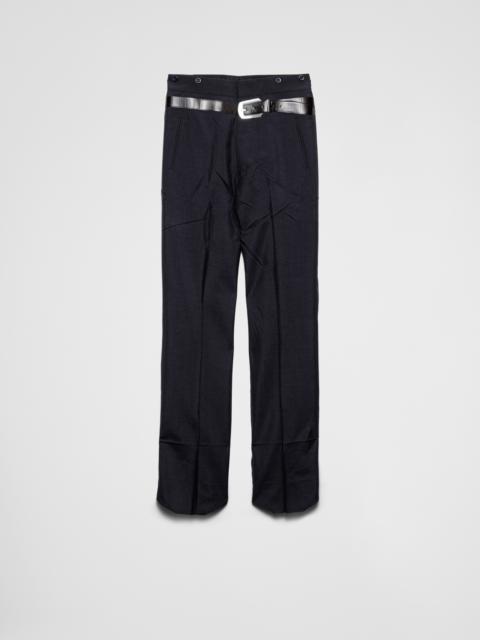 Prada Mohair and silk pants with printed belt