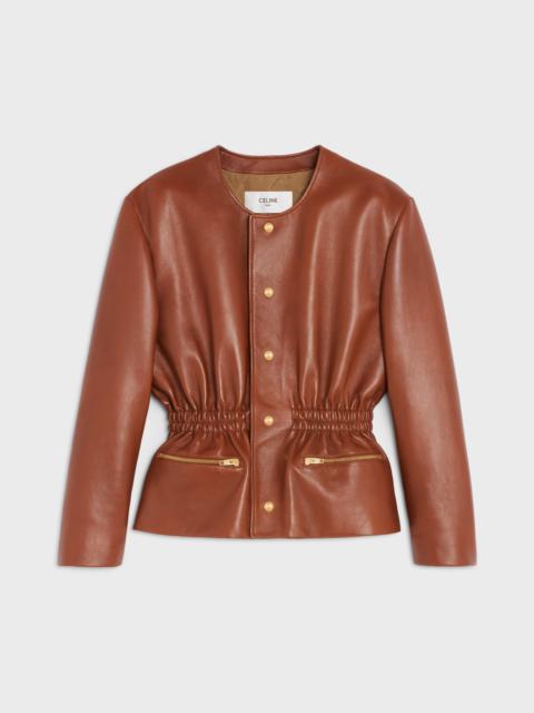 CELINE Smocked belted jacket in soft Lambskin