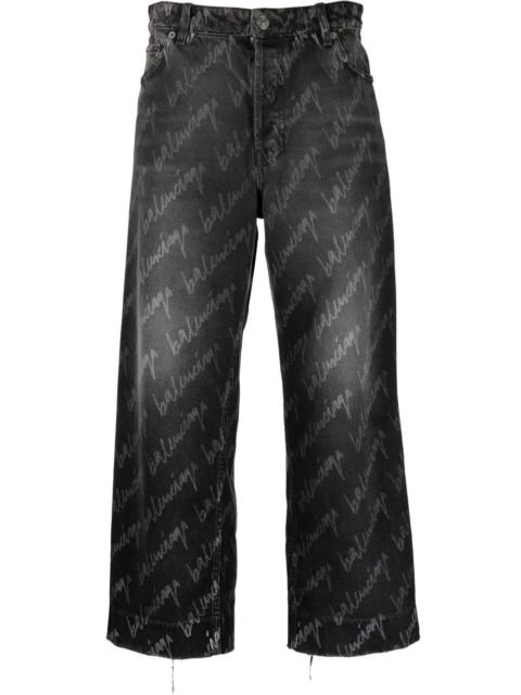BALENCIAGA logo-print cropped pants