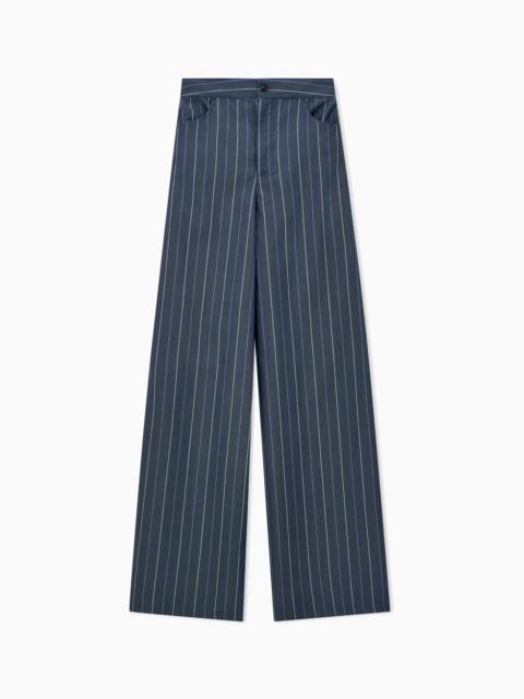 EMPORIO ARMANI TROUSERS IN JACQUARD STRIPED DENIM WITH A WIDE LEG