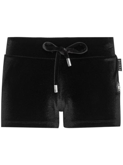 PHILIPP PLEIN Gothic Plein-print velvet shorts
