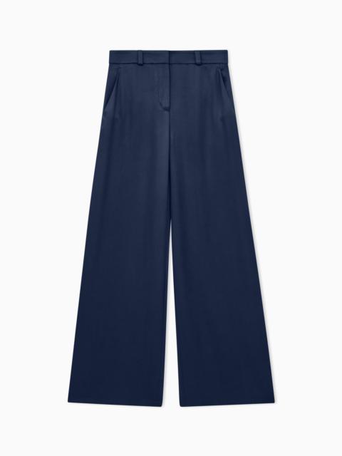 GIORGIO ARMANI FLAT FRONT TUXEDO WOOL TROUSERS WITH A HIDDEN SIDE PLEAT